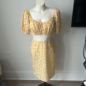 Yellow floral summer dress